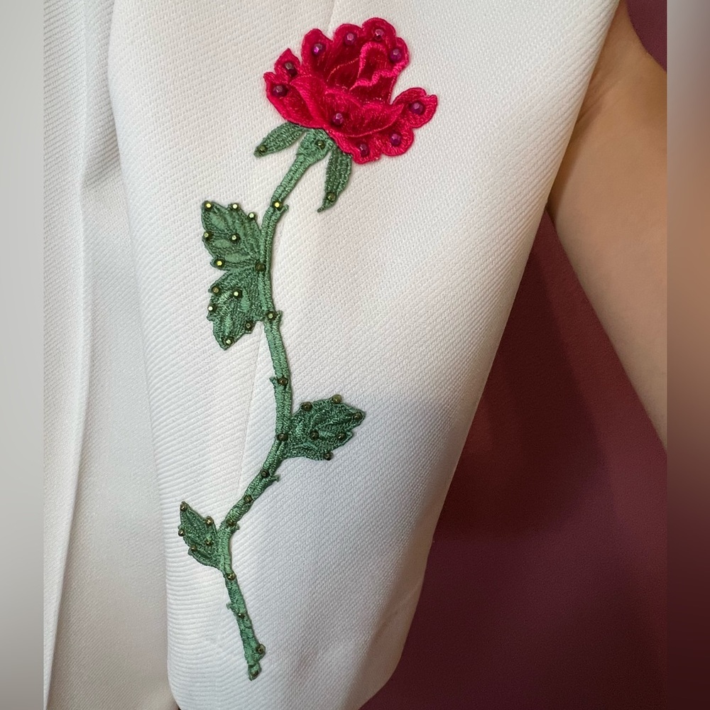 VINTAGE 2 Piece Western Embroidered Rose Set (Button-Up + Flare Pant) - Picture 9 of 14